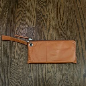 HOBO orange leather clutch